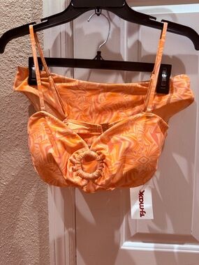 NWT, Orange Swirl 2PC bikini, w/pads SZ XL hipster bottoms w/hygienic liner